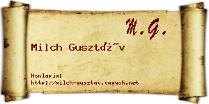 Milch Gusztáv névjegykártya